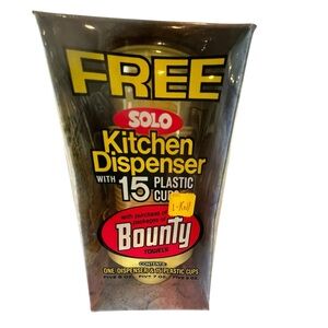 VTG Solo Kitchen Dispenser W/15 Plastic Cups 5-7-9 Oz 1972‎ NOS NEW MCM Yellow